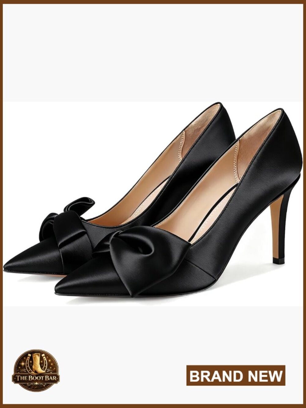 Women's Bow Pointed Toe Stiletto Pumps 3.3" Heel Wedding Dress Shoes